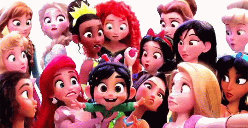 Disney Princesses & Vanellope Group Photo – free GIF download | meme platform | memes GIF