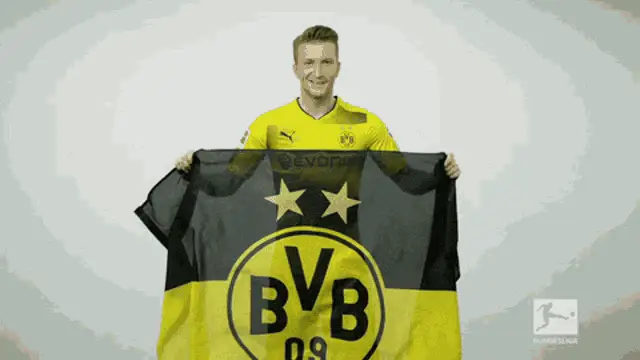 Marco Reus with Borussia Dortmund Flag