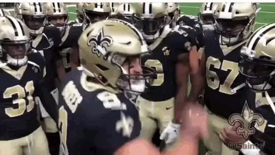 New Orleans Saints Huddle with Drew Brees