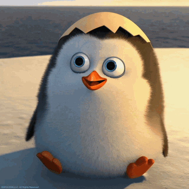 Cute Penguin Chick Waving 'Hi'