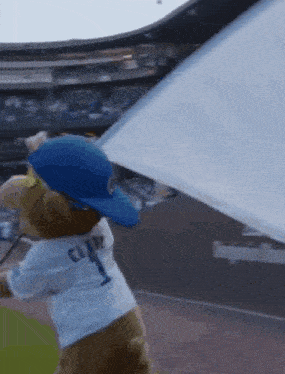 Clark The Cub Waving Chicago Cubs Win Flag