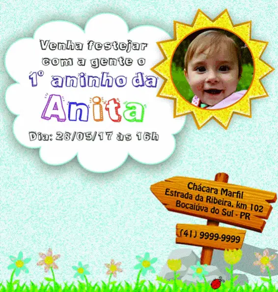 Convite de 1º Aniversário da Anita