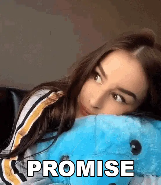 Cute Girl with Stuffed Animal and 'Promise' Text