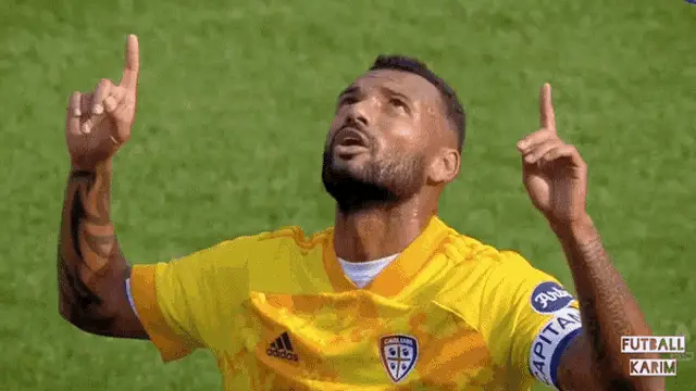 Joao Pedro of Cagliari Points Up