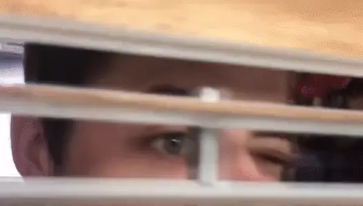Joey Mills Spying Behind Blinds