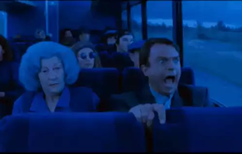 Sam Neill Screaming on a Bus