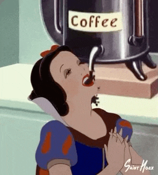 Snow White Enjoys Coffee