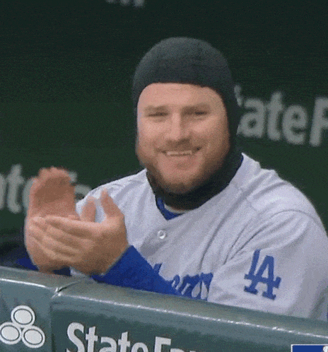 Max Muncy Clapping and Smiling