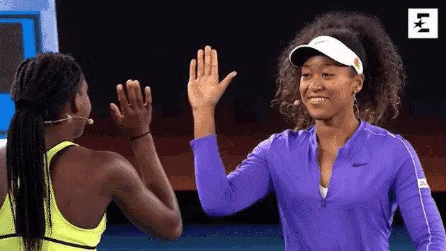Naomi Osaka and Coco Gauff High Five on Eurosport
