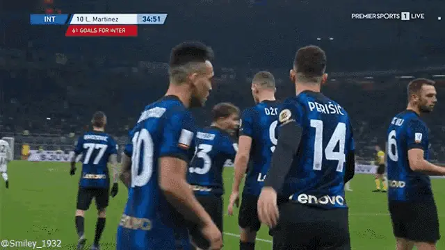 Lautaro Martinez Celebrates for Inter Milan