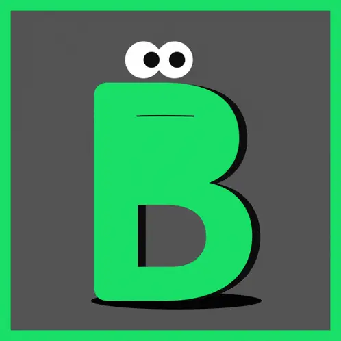 Animated Green Letter B with Eyes