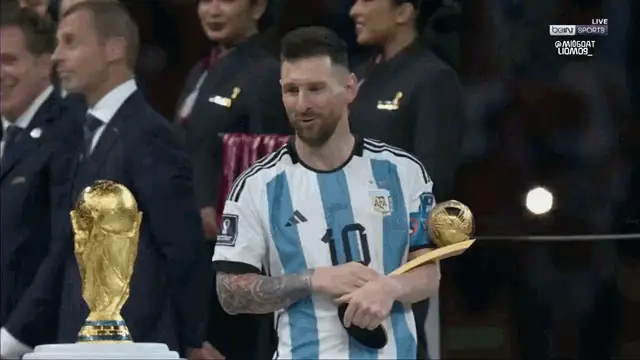 Messi Kisses World Cup Trophy