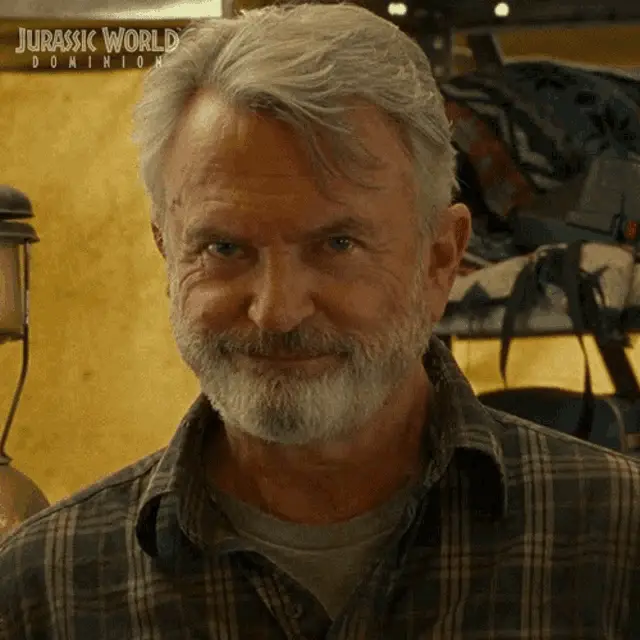 Alan Grant's Delighted Grin in Jurassic World Dominion – free GIF download | meme platform | memes GIF