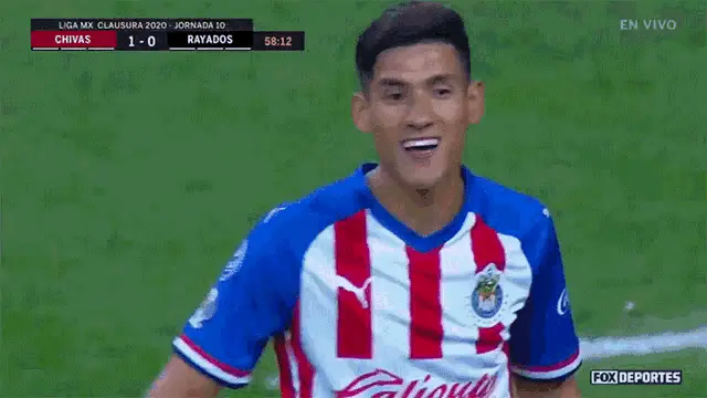 Smiling Chivas Player in Liga MX Match
