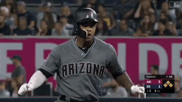 Ketel Marte celebrates for Arizona Diamondbacks