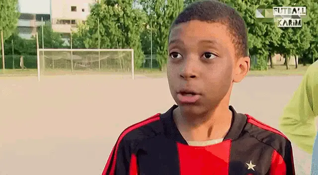 Young Kylian Mbappe in AC Milan Jersey