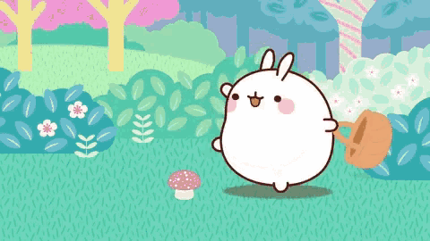 Molang bailando en el bosque