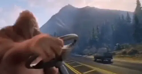Scimmia Monkey Driving Golf Cart