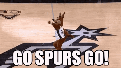 Go Spurs Go! Mascot on Basketball Court