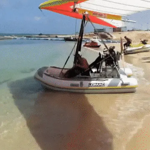 Amphibious Ultralight Boat Takes Off from Beach