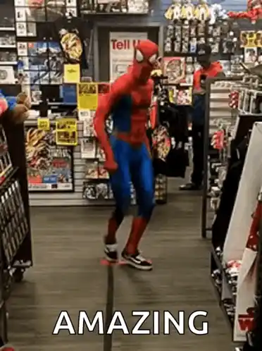 Spiderman Dancing in Store