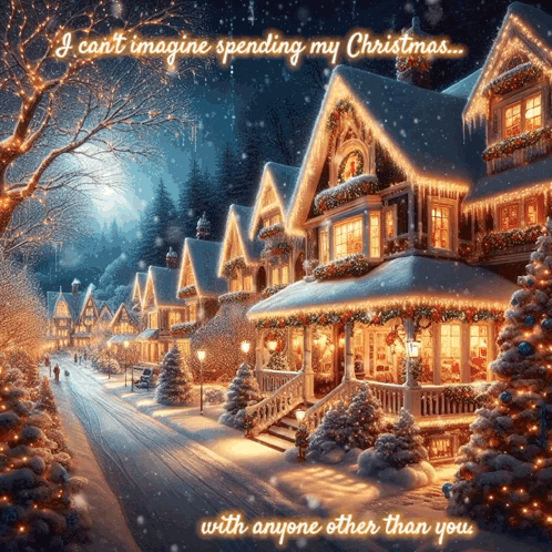 Merry Christmas Village with Romantic Message