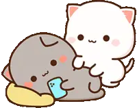 Peach Goma: White Cat Pestering Grey Cat