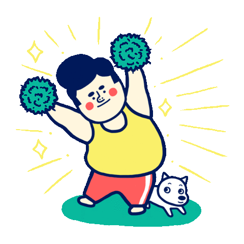Enthusiastic Cheerleader with Dog Praise