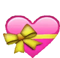 Pink Heart Gift with Yellow Ribbon - Amor Coracao