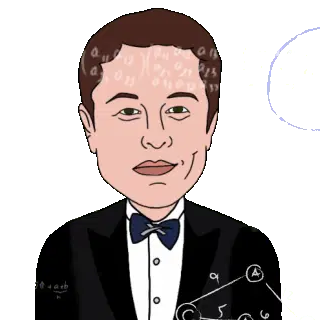 Cartoon Elon Musk Thinking Sticker