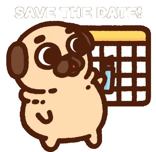 Puglie Pug: Save The Date! Calendar Reminder Sticker