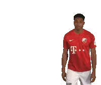 Football Player in Red Jersey Hand Gesture