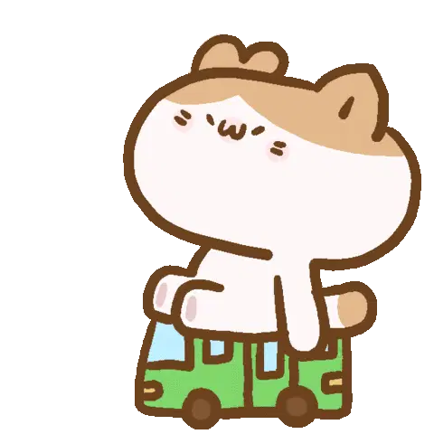 Cute Cat Riding Green Bus Sticker