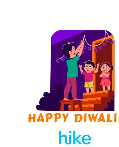 Happy Diwali Kids Decorating with Lights