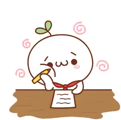Confused Character Writing, Brain Problem Sticker