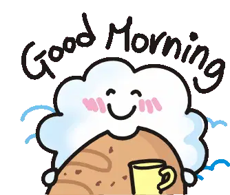 Cute Cloud Character Enjoying Morning Coffee