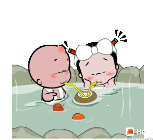 Cute Characters Enjoying Spa with Coconut Drink