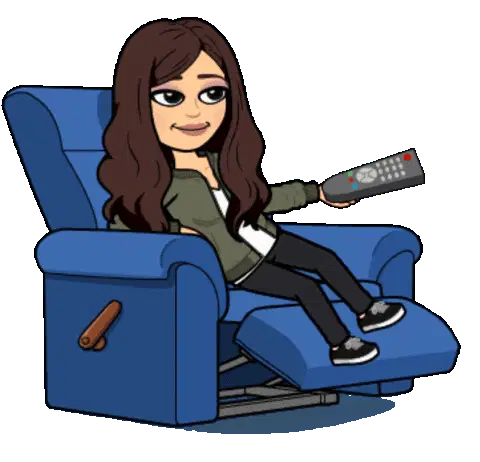Woman Watching TV in Recliner with Remote Sticker