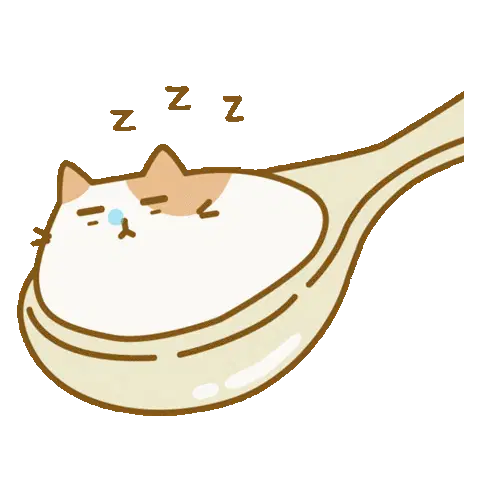 Cute Cat Sleeping in Spoon Zzz Sticker