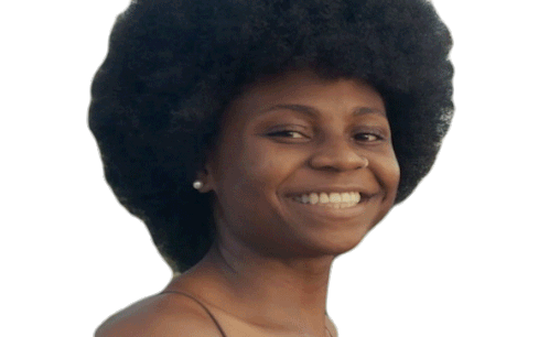 Makeba Ross Big Smile with Afro