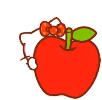 Hello Kitty Peeking from Apple