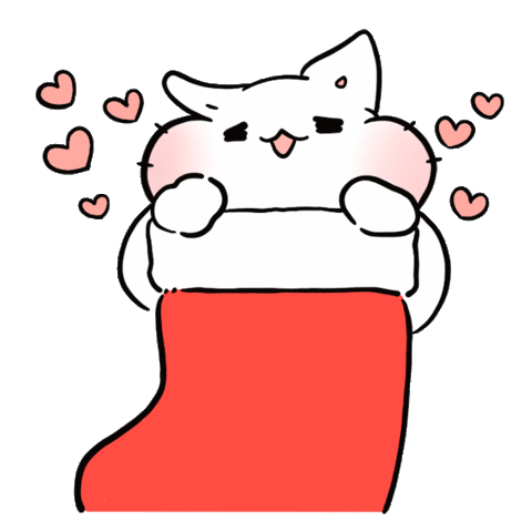 Cute Cat in Stocking with Pounding Hearts
