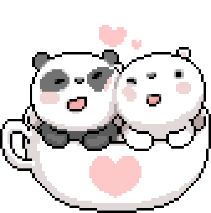 Cute Panda & Polar Bear Couple in Teacup