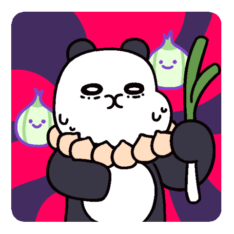 Panda with Green Onion and Onions Sticker