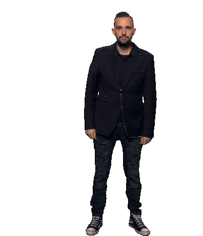 Man's Awesome Look & Presenting Gesture