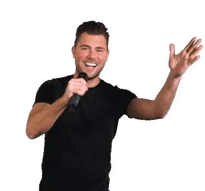 Mike Alderson Waving with Mic and Smile
