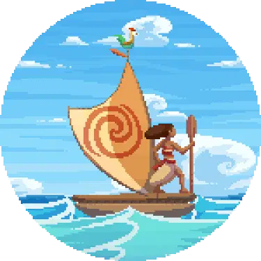 Pixel Moana Sails Up with Heihei on Ocean Adventure