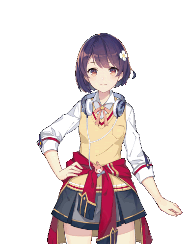 Girl Cafe Gun Character Winks & Peace Sign