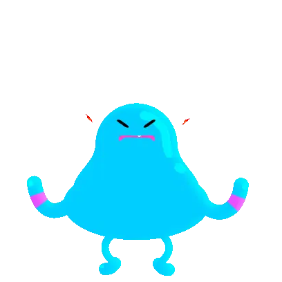 Angry Blue Jelly Monster Sticker