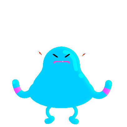 Angry Blue Jelly Monster Sticker
